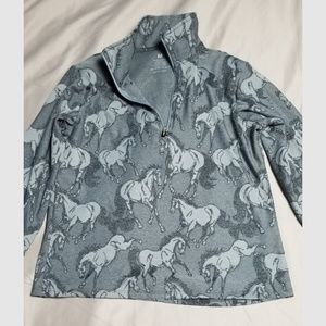 Gray Long Sleeve Pullover with Horses Grey